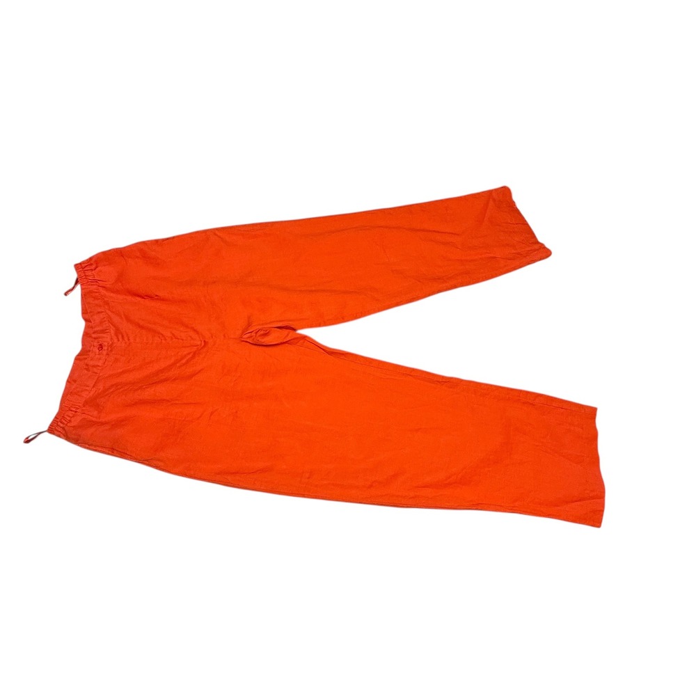 VINTAGE 100% Linen, fully lined women's vibrant Orange dress pants size L‎ EUC